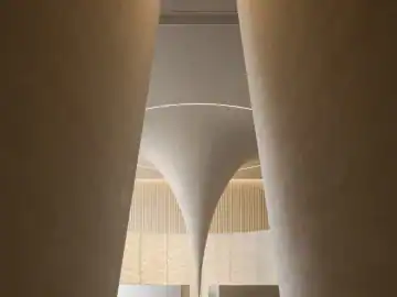 漏斗曲面与柔光的接待空间 · 实景照片