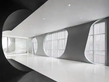弧形串联的复合办公空间 · 实景照片