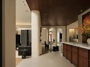 拱门与暖木色的安静工作场 · 实景照片