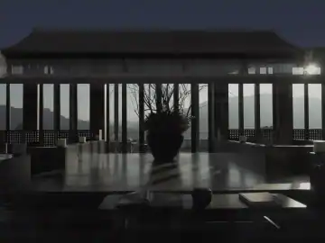 格栅光影里的安静会客 · 实景照片