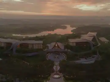 起伏屋面连接自然景观 · 实景照片