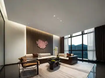 大地色与山景相融的生活展示 · 实景照片