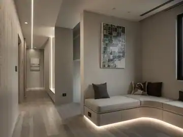 走廊旁的一角暖光休憩 · 实景照片